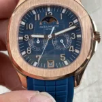 Super Clone Patek Philippe Aquanaut 5261R Moonphase Blue Rose 40mm – Swiss SuperClone
