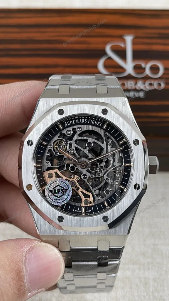 Super Clone Audemars Piguet Royal Oak 15407ST.OO 41mm Skeleton Dial Steel V3 Base – Swiss SuperClone