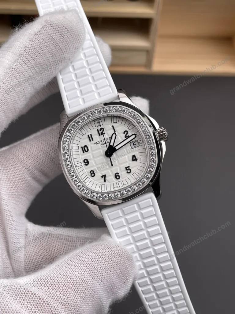 Super Clone Patek Philippe Aquanaut 5067A-025 35.6mm White Dial Diamond Bezel Moissanite Steel – CustomizeVersion – Swiss SuperClone