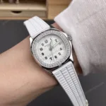 Super Clone Patek Philippe Aquanaut 5067A-025 35.6mm White Dial Diamond Bezel Moissanite Steel – CustomizeVersion – Swiss SuperClone