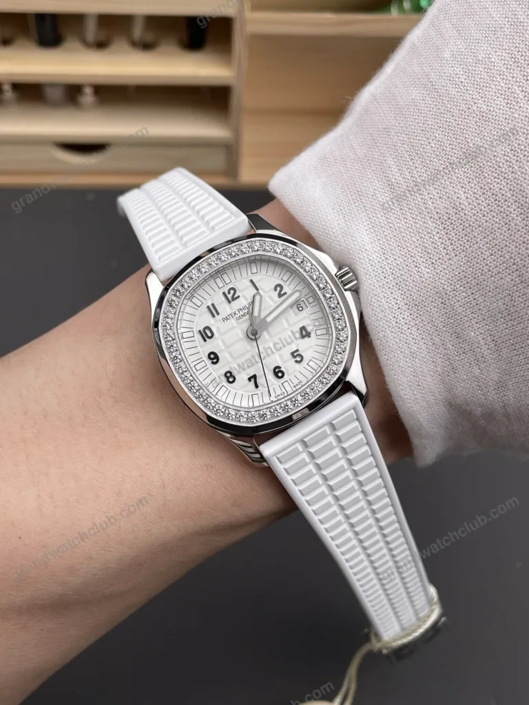 Super Clone Patek Philippe Aquanaut 5067A-025 35.6mm White Dial Diamond Bezel Moissanite Steel – CustomizeVersion – Swiss SuperClone