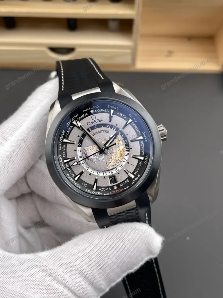 Super Clone Omega Seamaster Aqua Terra Co-Axial Master Chronometer GMT Worldtimer 220.92.43.22.99.001 43mm – Swiss SuperClone