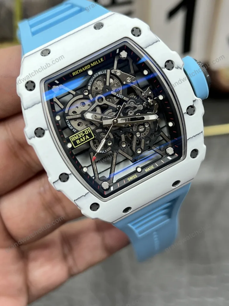 Super Clone Richard Mille RM 35-01 Richard Mille Rafa Cacbon NTPT Blue Strap 42mm