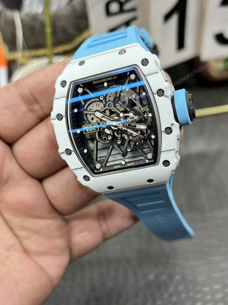Super Clone Richard Mille RM 35-01 Richard Mille Rafa Cacbon NTPT Blue Strap 42mm