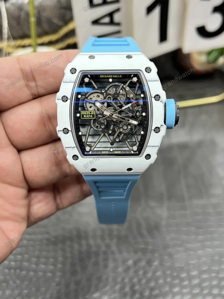 Super Clone Richard Mille RM 35-01 Richard Mille Rafa Cacbon NTPT Blue Strap 42mm