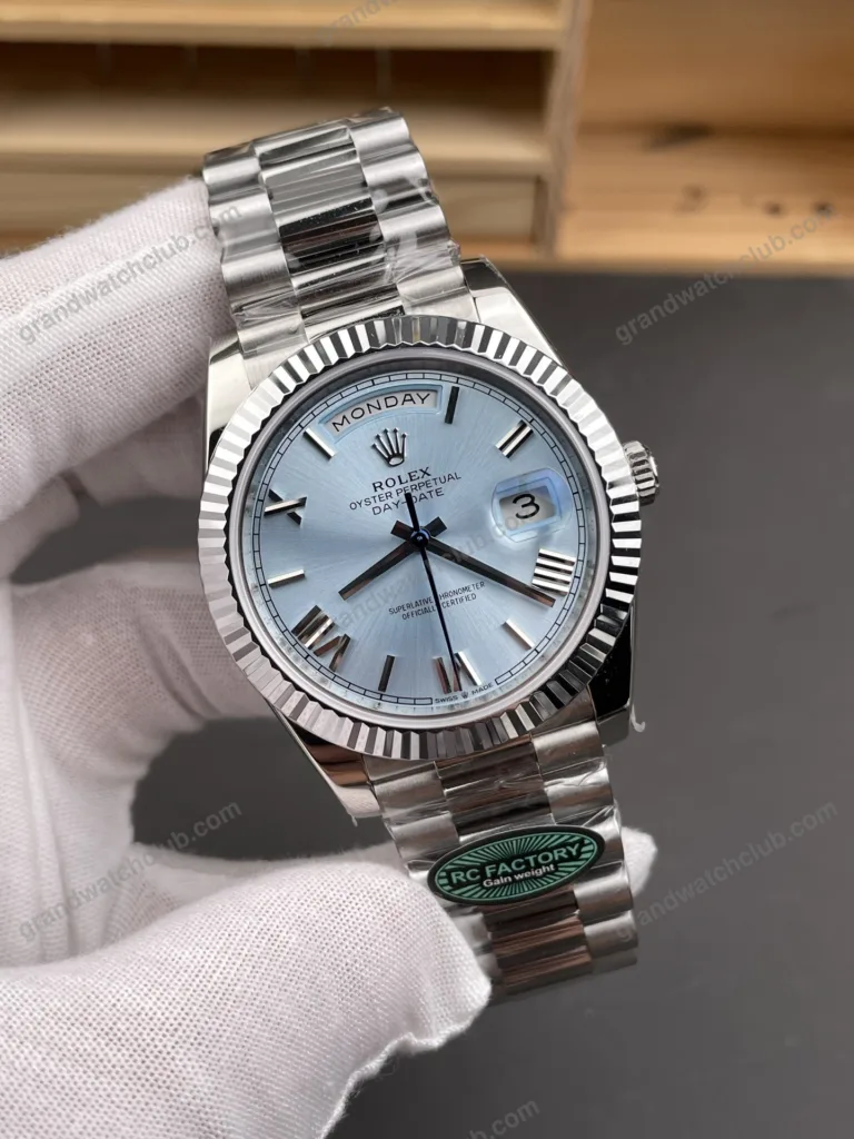 Super Clone Rolex Day-Date Ice Blue Dial 228236-0012 40 mm – Swiss SuperClone