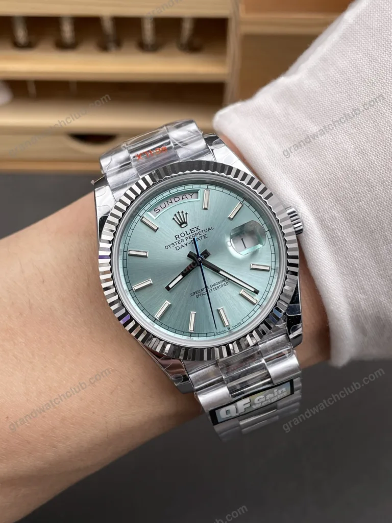 Super Clone Rolex Day-Date Ice blue Dial 228236 40 mm – Swiss SuperClone