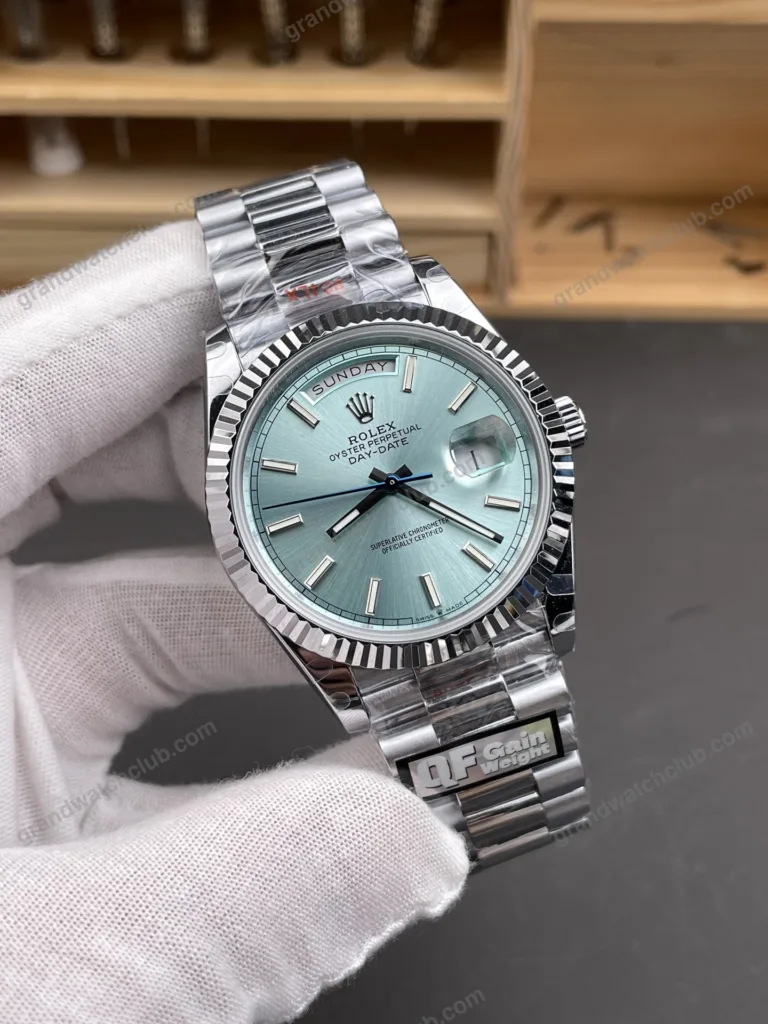 Super Clone Rolex Day-Date Ice blue Dial 228236 40 mm – Swiss SuperClone