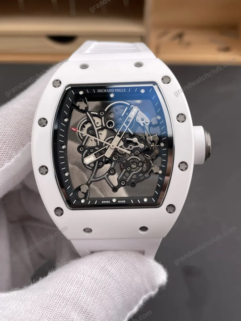 Super Clone Richard Mille RM 55 Richard Mille Manual Winding Bubba Watson 42mm White