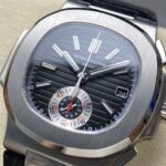 Super Clone Patek Philippe Nautilus Chronograph 5980/1A-014 40.5mm Black Dial with Leather Strap – Swiss SuperClone