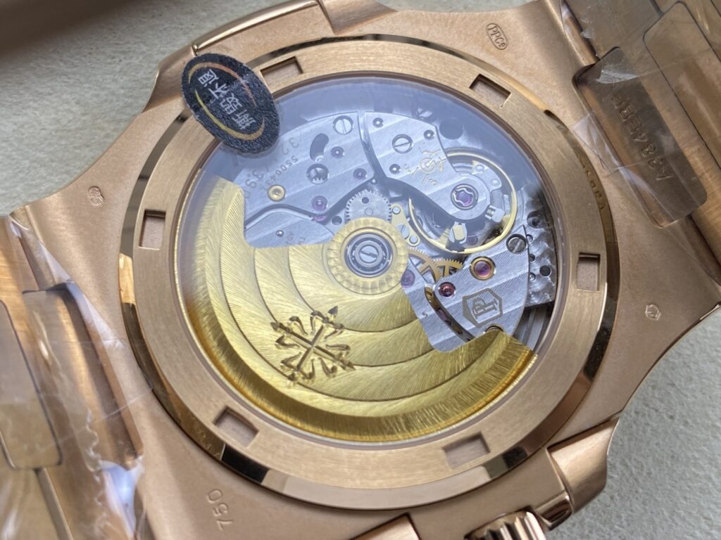 Super Clone Patek Philippe Nautilus 5711/1R-001 40mm Gray Dial Rose Gold V3 Update — on leather display