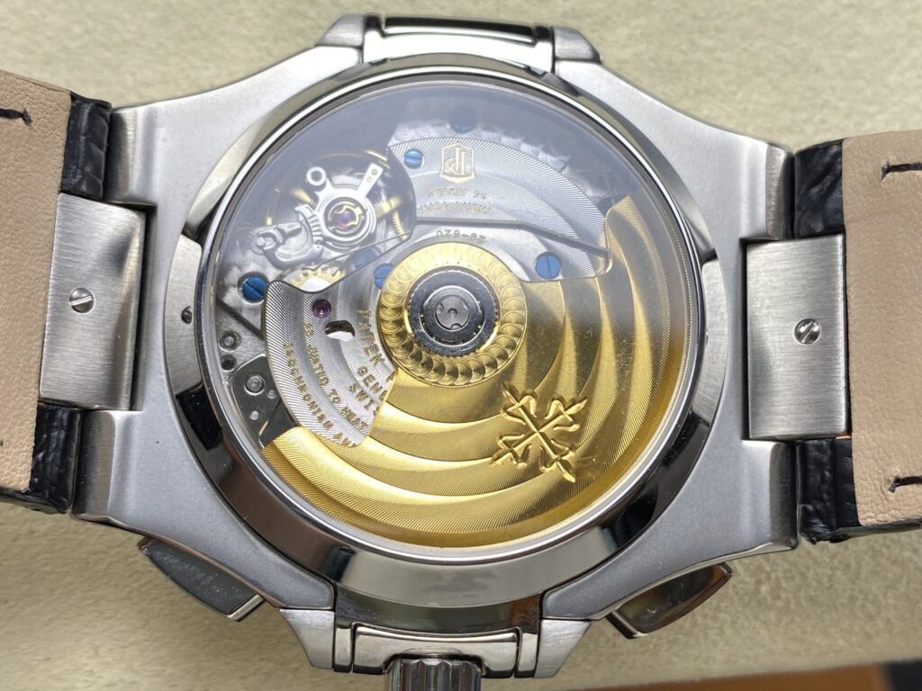 Super Clone Patek Philippe Nautilus Chronograph 5980/1A-014 40.5mm Black Dial with Leather Strap – Swiss SuperClone