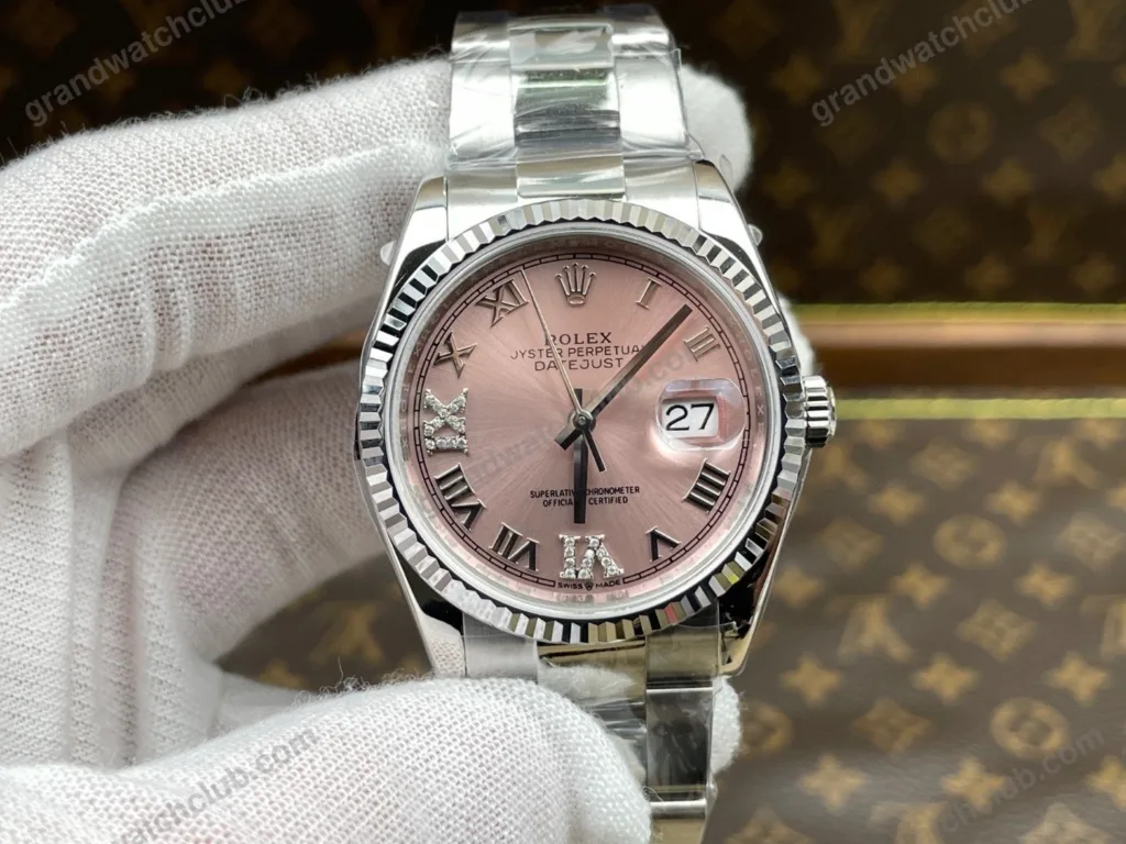 Super Clone Rolex Datejust Pink Roman Dial 126234-0032 36 mm – Swiss SuperClone