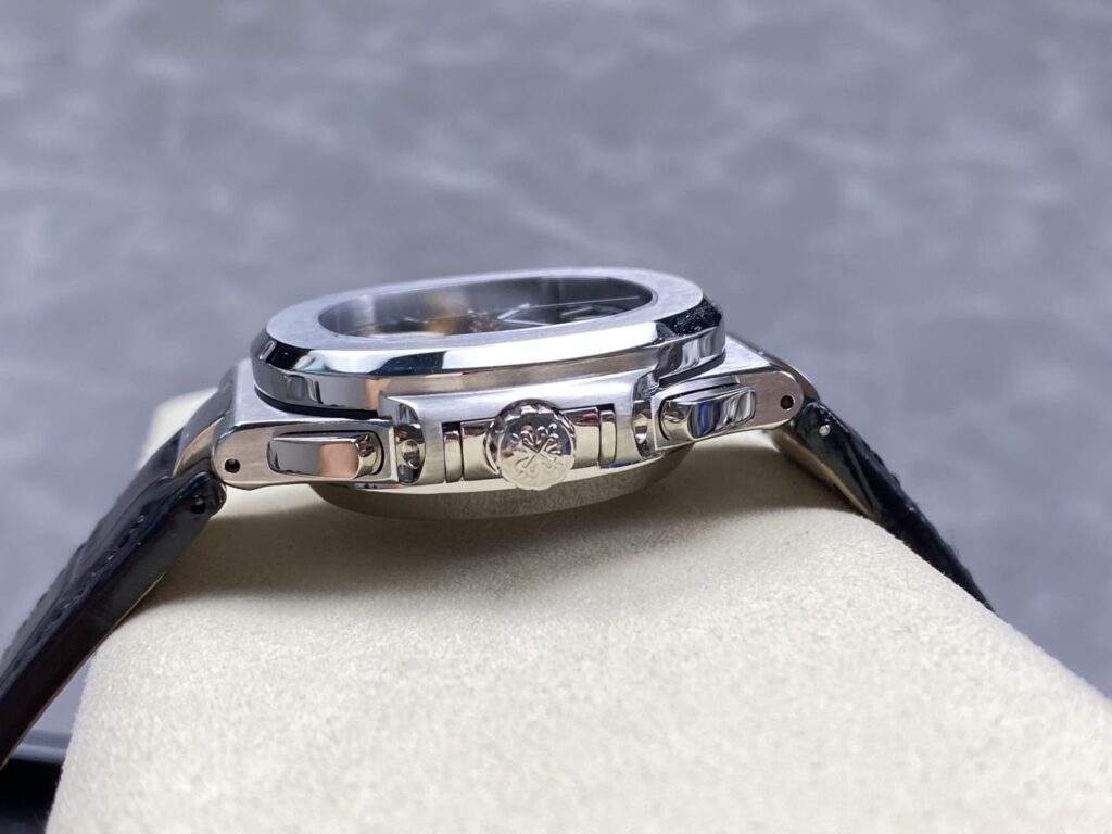 Super Clone Patek Philippe Nautilus Chronograph 5980/1A-014 40.5mm Black Dial with Leather Strap – Swiss SuperClone