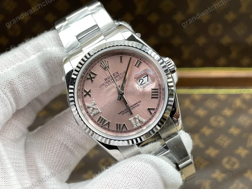 Super Clone Rolex Datejust Pink Roman Dial 126234-0032 36 mm – Swiss SuperClone