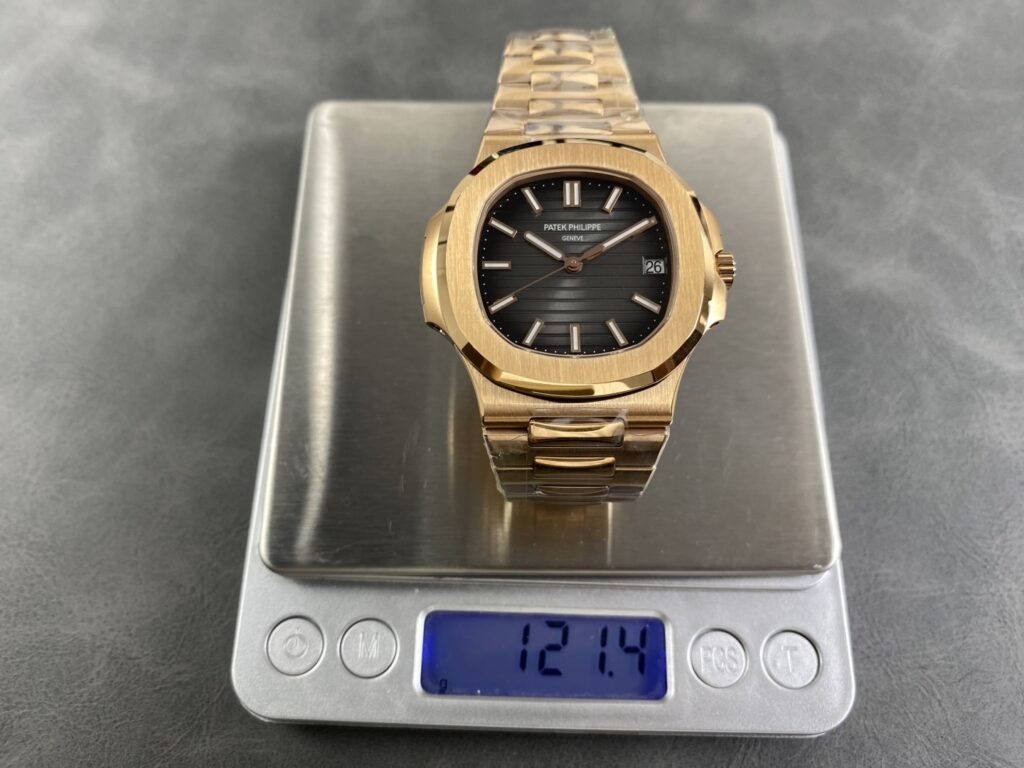 Super Clone Patek Philippe Nautilus 5711/1R-001 40mm Gray Dial Rose Gold V3 Update — movement / caseback view