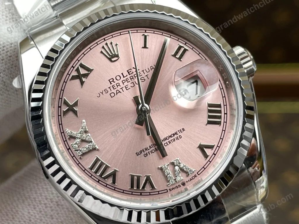 Super Clone Rolex Datejust Pink Roman Dial 126234-0032 36 mm – Swiss SuperClone