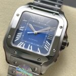 Super Clone Cartier Santos De Cartier Medium Blue WSSA0063 35.5mm – — view 10