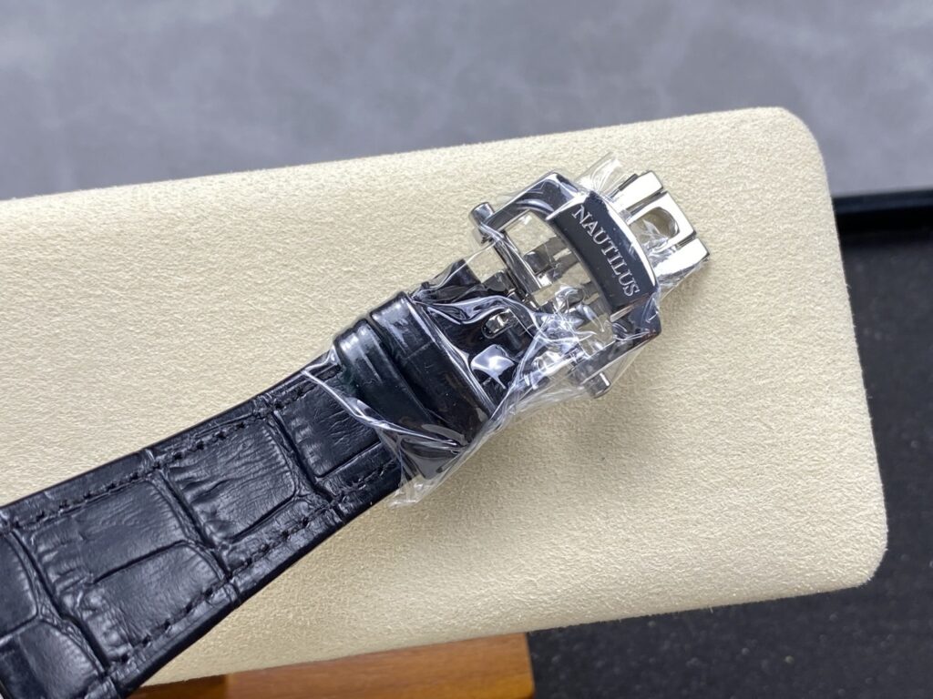 Super Clone Patek Philippe Nautilus Chronograph 5980/1A-014 40.5mm Black Dial with Leather Strap – Swiss SuperClone