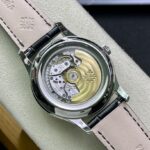 Super Clone Patek Philippe Complications 5205G-001 40mm White Dial Steel — on leather display