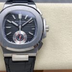 Super Clone Patek Philippe Nautilus Chronograph 5980/1A-014 40.5mm Black Dial with Leather Strap – Swiss SuperClone