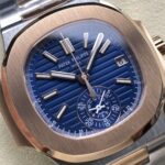 Super Clone Patek Philippe Nautilus Chronograph 5980/1AR-001 40.5mm Blue Dial Rose Gold Demi — view 9