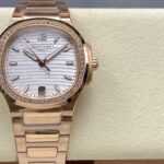 Super Clone Patek Philippe Nautilus 7118/1R-011 32.5mm White Dial Rose Gold — dial close-up