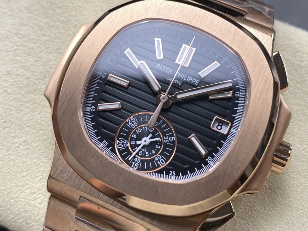 Super Clone Patek Philippe Nautilus Chronograph 5980/1R-001 40mm Black-Gray Dial Rose Gold — view 9