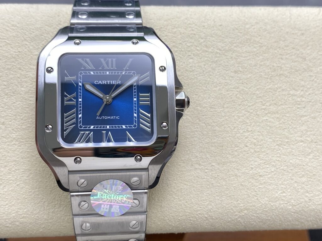 Super Clone Cartier Santos De Cartier Medium Blue WSSA0063 35.5mm – — dial close-up