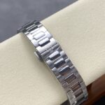 Super Clone Patek Philippe Nautilus 7118/1A-011 35.2mm Gray Dial Steel — on leather display