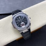 Super Clone Patek Philippe Nautilus Chronograph 5980/1A-014 40.5mm Black Dial with Leather Strap – Swiss SuperClone