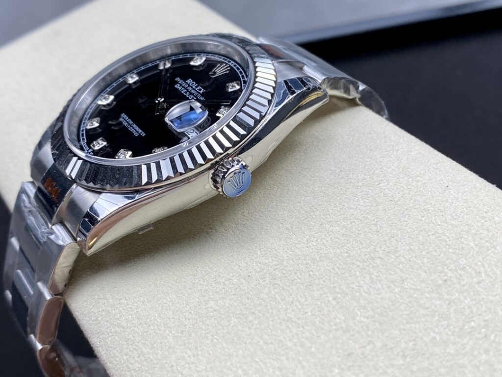 Super Clone Rolex Datejust Black Diamond Dial 126334-0011 41 mm — case and bezel