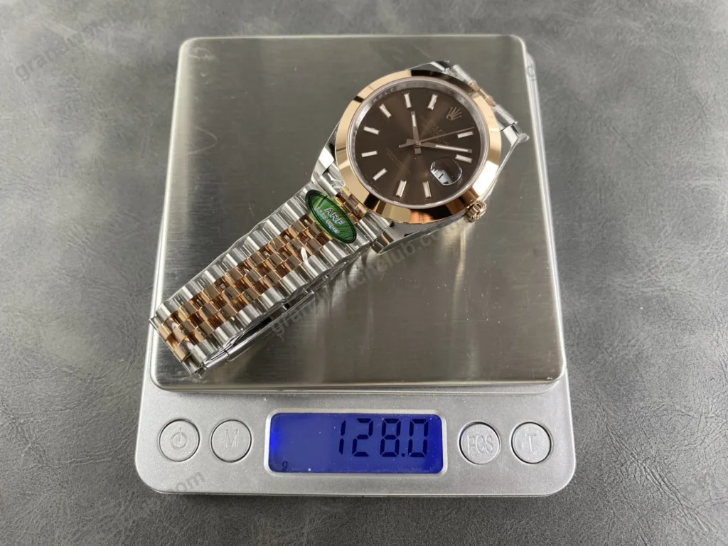 Super Clone Rolex Datejust Chocolate Dial 126201 Jubilee 36 mm — on leather display