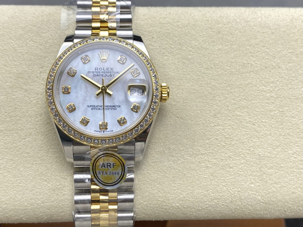 Super Clone Rolex Datejust Mother of Pearl Diamond Dial 126283RBR-0009 36 mm — dial close-up