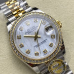 Super Clone Rolex Datejust Mother of Pearl Diamond Dial 126283RBR-0009 36 mm — case and bezel