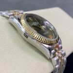 Super Clone Rolex Datejust Olive Green Roman Diamond Dial 126233-0026 36 mm — side profile
