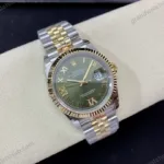 Super Clone Rolex Datejust Olive Green Roman Diamond Dial 126233-0026 36 mm — movement / caseback view