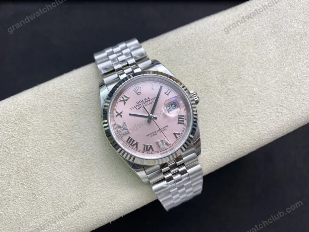 Super Clone Rolex Datejust Pink Roman Dial 126234-0031 36 mm — movement / caseback view