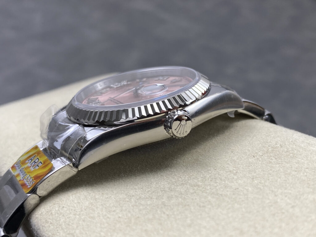 Super Clone Rolex Datejust Pink Roman Dial 126234-0032 36 mm — side profile