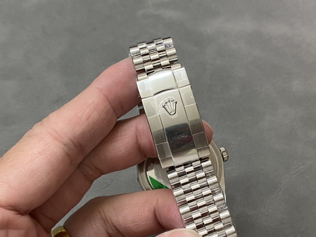 Super Clone Rolex Datejust Purple Dial 126234-0022 36 mm — on leather display
