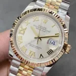 Super Clone Rolex Datejust Silver Roman Diamond Dial 126233-0031 36 mm — bracelet detail