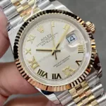 Super Clone Rolex Datejust Silver Roman Diamond Dial 126233-0031 36 mm — side profile