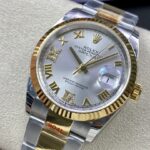 Super Clone Rolex Datejust Silver Roman Diamond Dial 126233-0032 36 mm — case and bezel