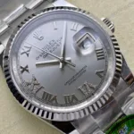 Super Clone Rolex Datejust Silver Roman Diamond Dial 126234-0030 36 mm — side profile