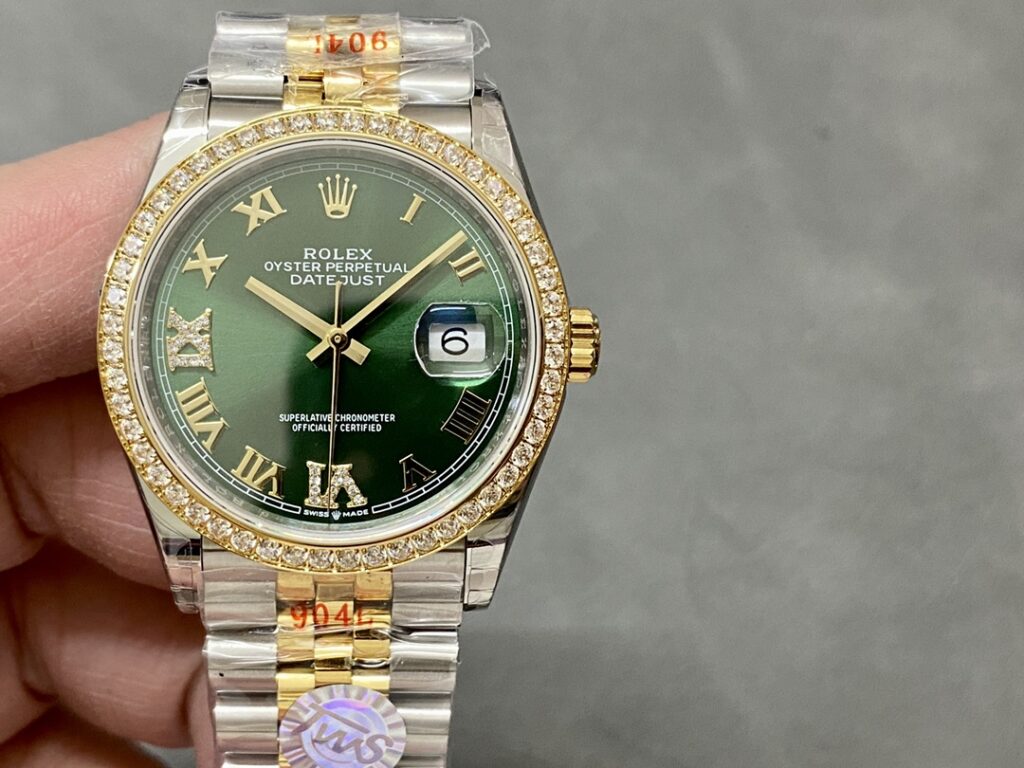 Super Clone Rolex Datejust Slate Diamond Dial 126283RBR-0011 36 mm — dial close-up