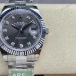 Super Clone Rolex Datejust Slate Diamond Dial 126334-0005 41 mm — dial close-up