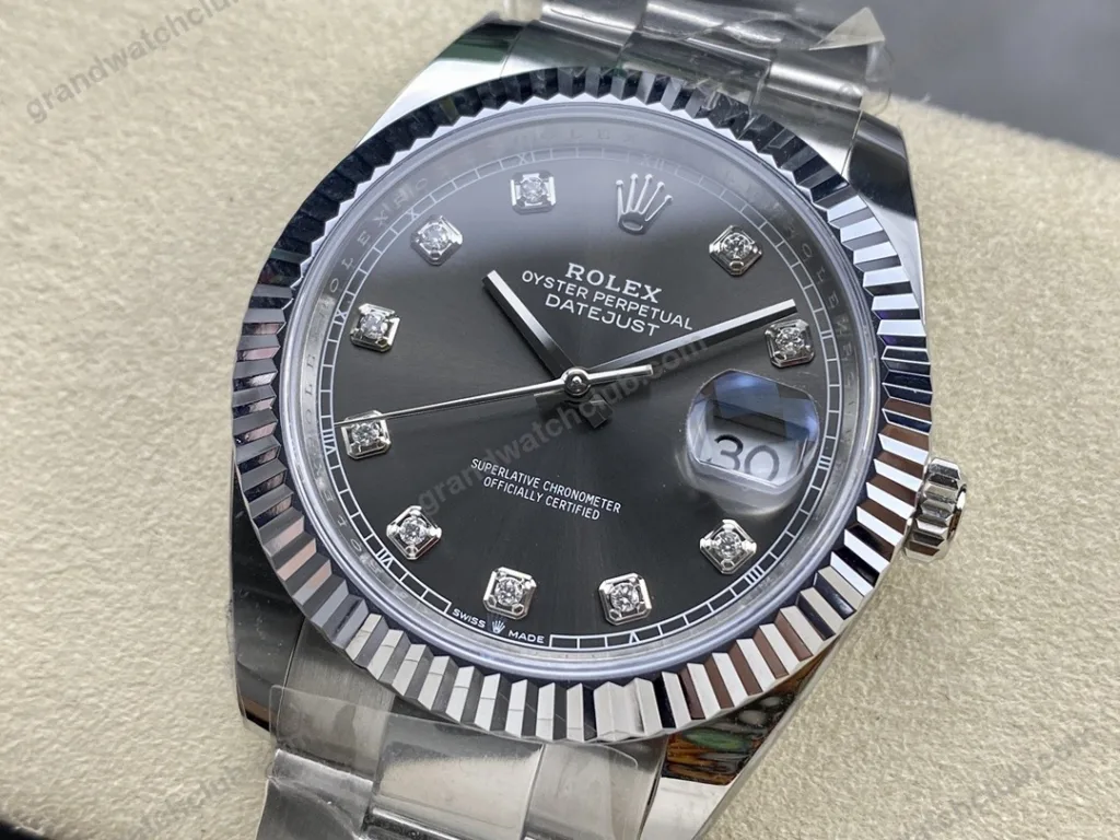 Super Clone Rolex Datejust Slate Diamond Dial 126334-0005 41 mm — case and bezel