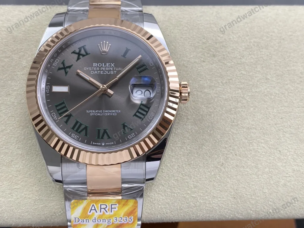 Super Clone Rolex Datejust Slate Roman Dial 126331-0015 41 mm — dial close-up
