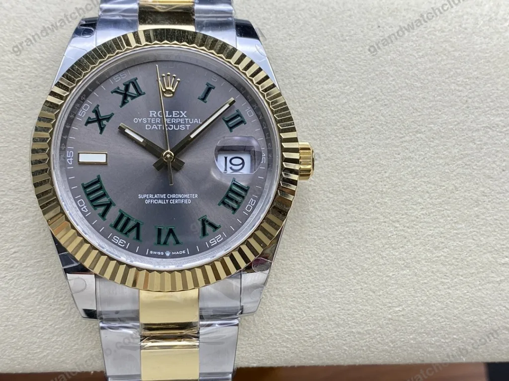 Super Clone Rolex Datejust Slate Roman Dial 126333-0019 41 mm — dial close-up