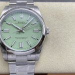Super Clone Rolex Oyster Perpetual 277200 Pistachio Dial — dial close-up